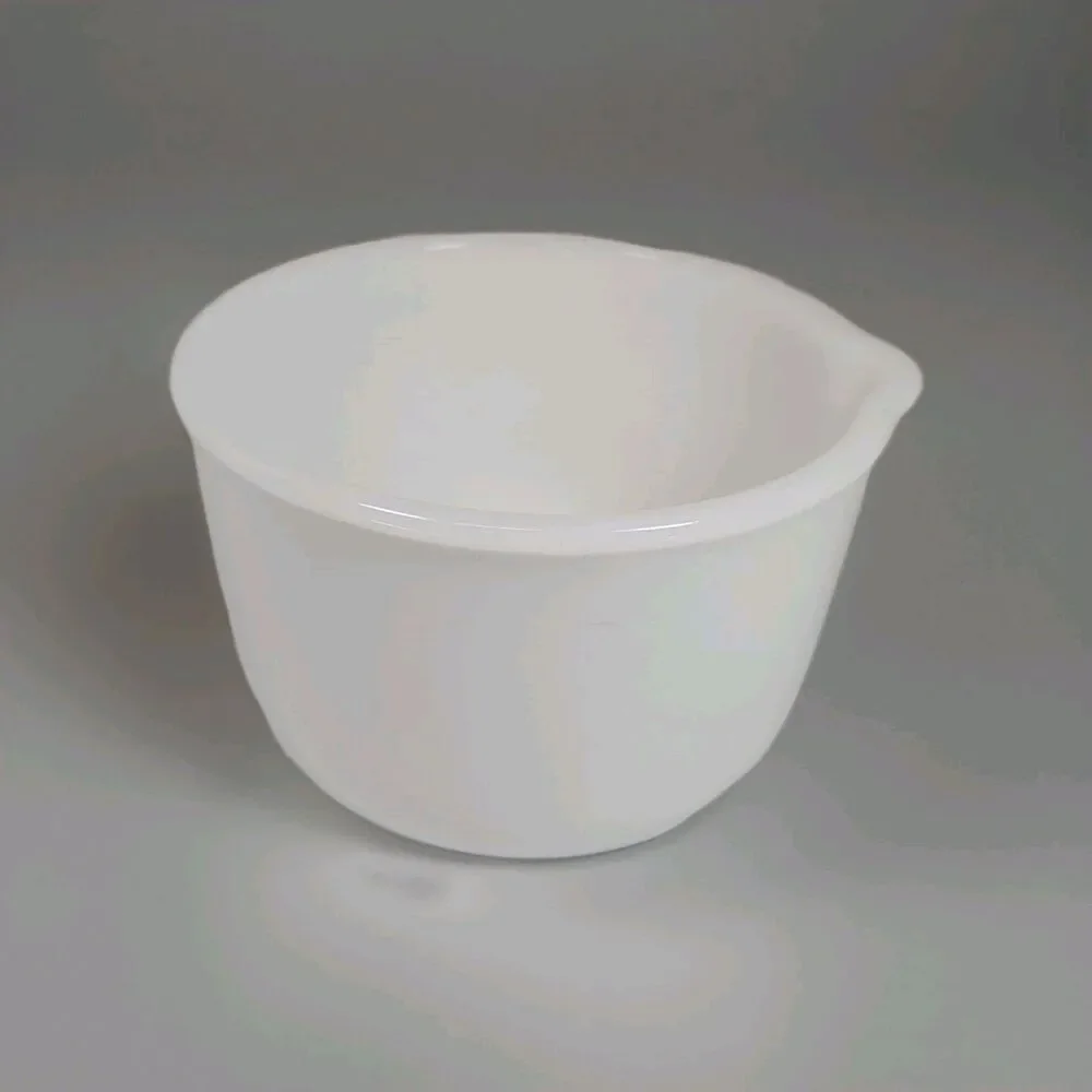 Glasbake Sunbeam Small Milk Glass Mixing Bowl with Pour Spout Made in USA #16